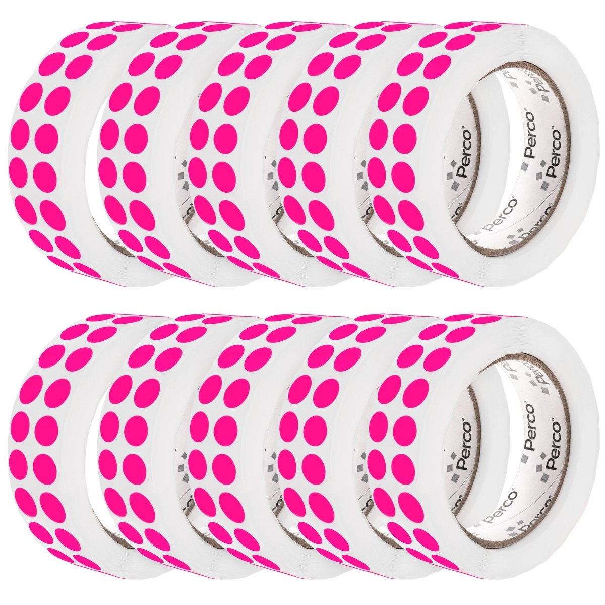 Perco 1/2 Inch Round Sticker Labels - Fluorescent Pink 10 Rolls