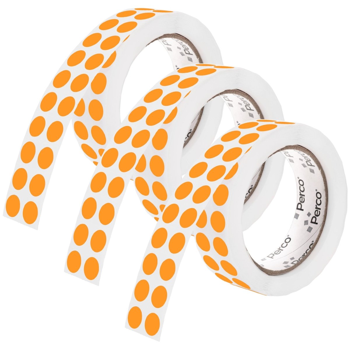 Perco 1/2 Inch Round Sticker Labels - Fluorescent Orange 3 Rolls