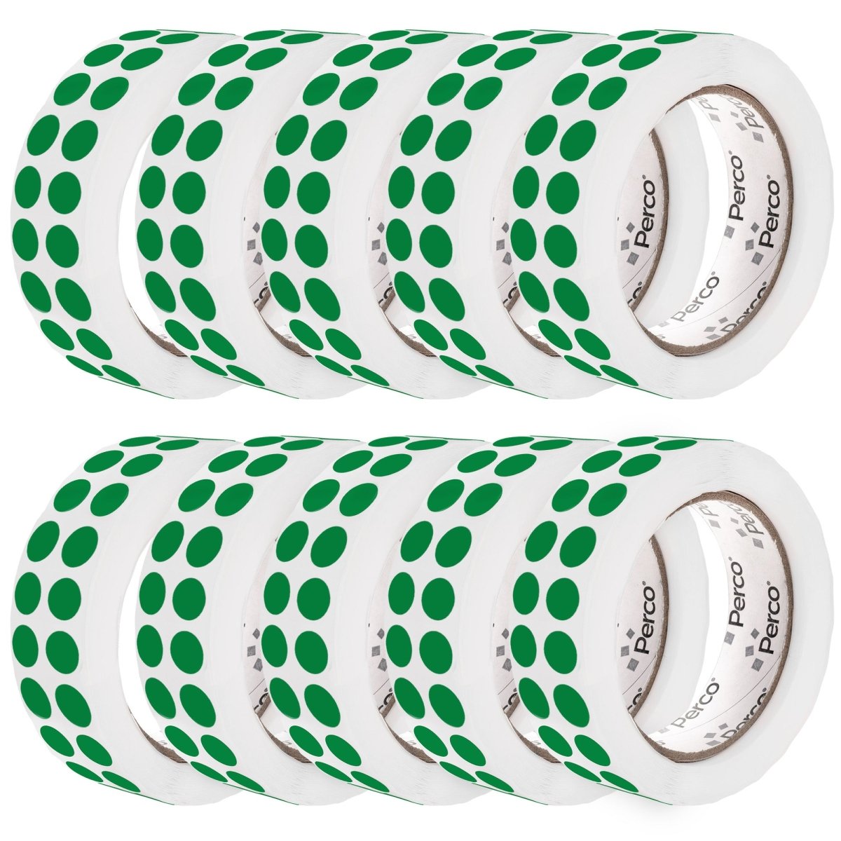 Perco 1/2 Inch Round Sticker Labels - Green 10 Rolls