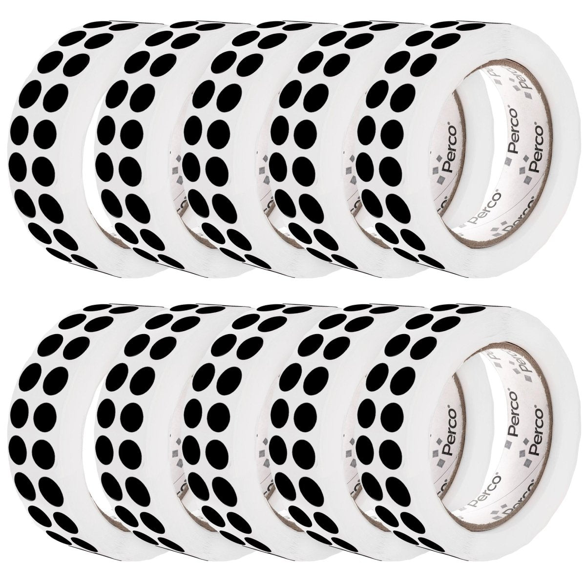 Perco 1/2 Inch Round Sticker Labels - Black 10 Rolls
