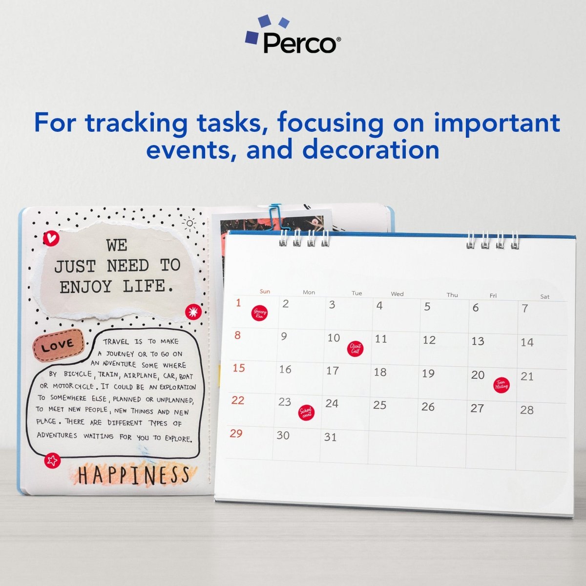 Perco 1/2 Inch Round Sticker Labels - Red 1 Roll