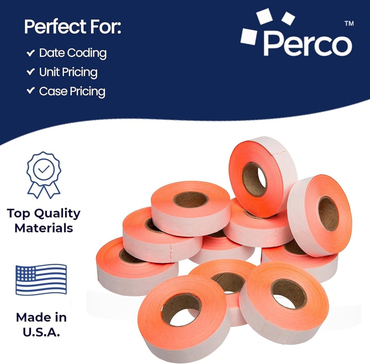 Perco 1812 Price Labels for Garvey 18 - 6 - Fluorescent Red 1 Sleeve / 11 Rolls / 14000 Blank Pricing Labels
