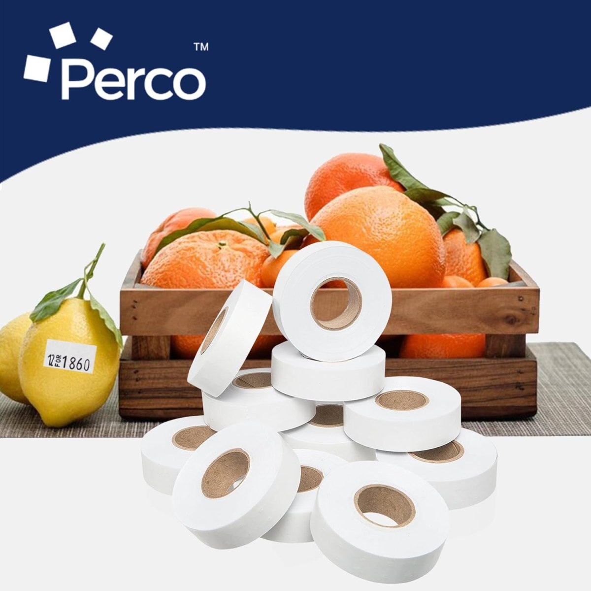 Perco 1812 Price Labels for Garvey 18 - 6 - White Package of 10 Sleeves / 110 Rolls / 140000 Blank Pricing Labels