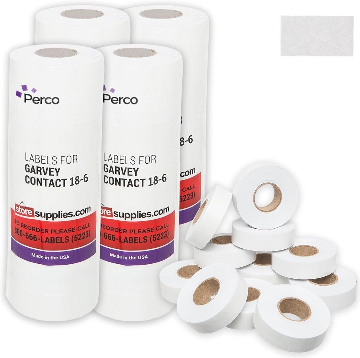 Perco 1812 Price Labels for Garvey 18-6 - White 4 Sleeves