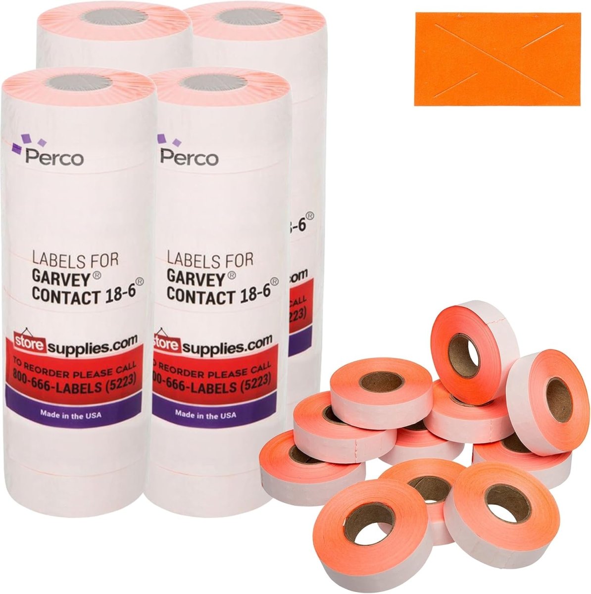 Perco 1812 Price Labels for Garvey 18-6 - Fluorescent Red 4 Sleeves