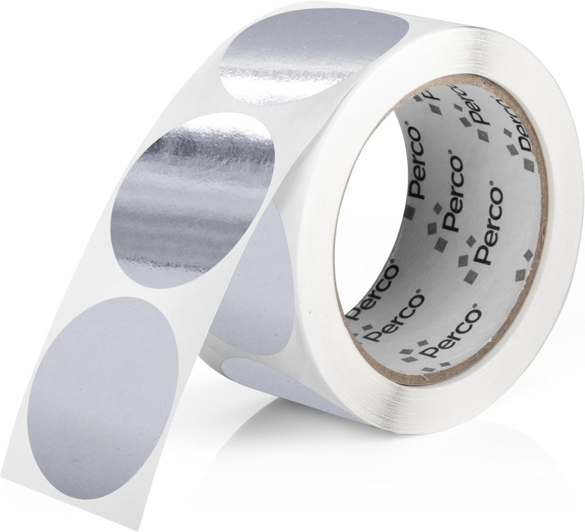 Perco 2 - Inch Round Circle Dot Sticker Labels – Easy Peel Perforation – Made in USA - Silver 1 Roll / 500 Labels Total