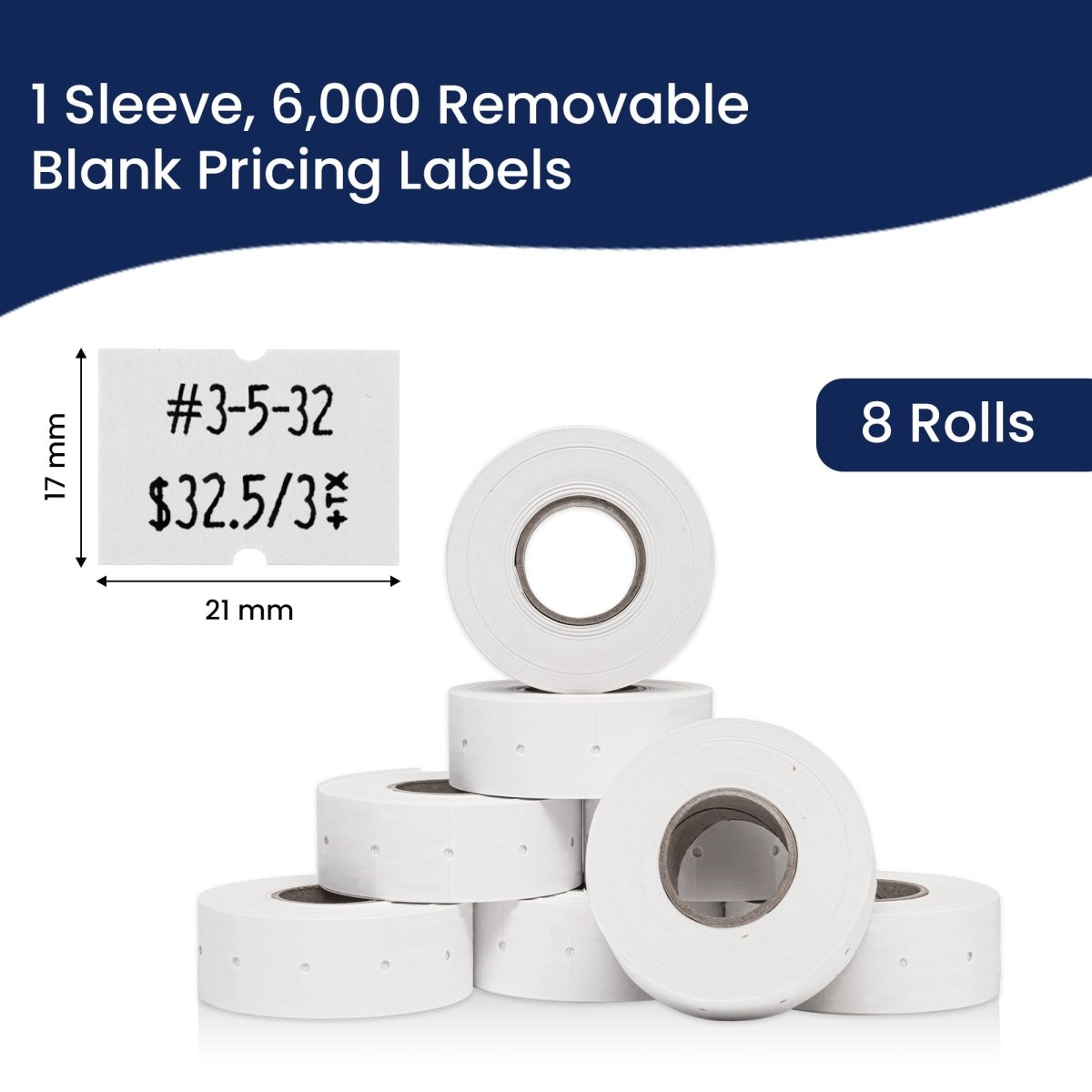 Perco 2 Line Labels - Blank Price and Date Gun Labels for Perco 2 Line Price and Date Guns - Made in USA - Removable 1 Sleeve