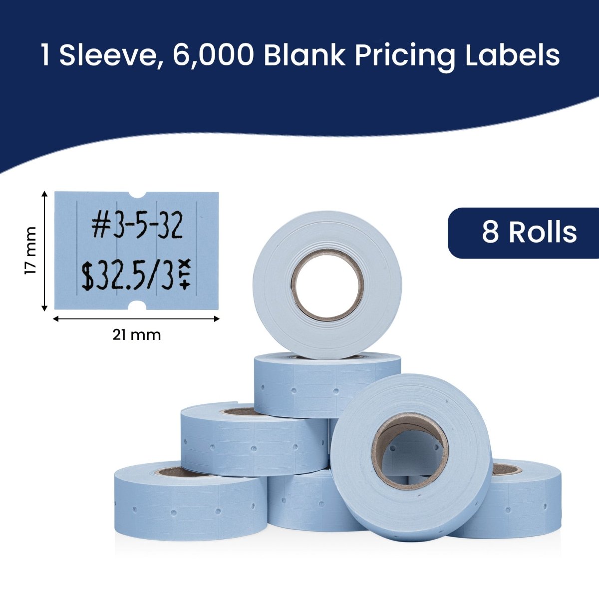 Perco 2 Line Labels - Blank Price and Date Gun Labels for Perco 2 Line Price and Date Guns - Made in USA - Blue 1 Sleeve