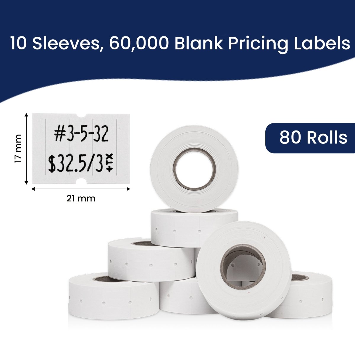 Perco 2 Line Labels - Blank Price and Date Gun Labels for Perco 2 Line Price and Date Guns - Made in USA - White 10 Sleeves