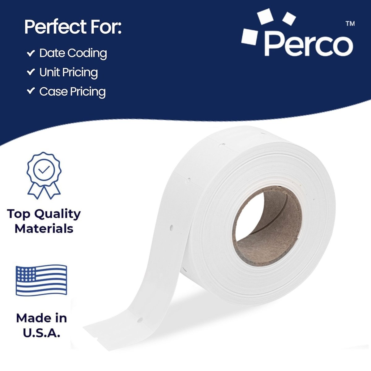 Perco 2 Line Labels - Blank Price and Date Gun Labels for Perco 2 Line Price and Date Guns - Made in USA - Removable 10 Sleeves