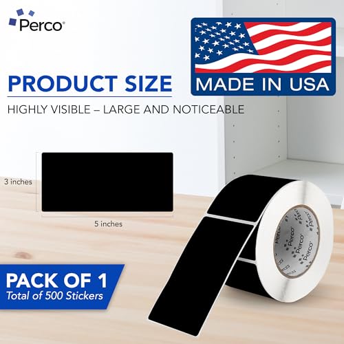 Perco 3x5 Inch - Rectangle Sticker Labels - Black