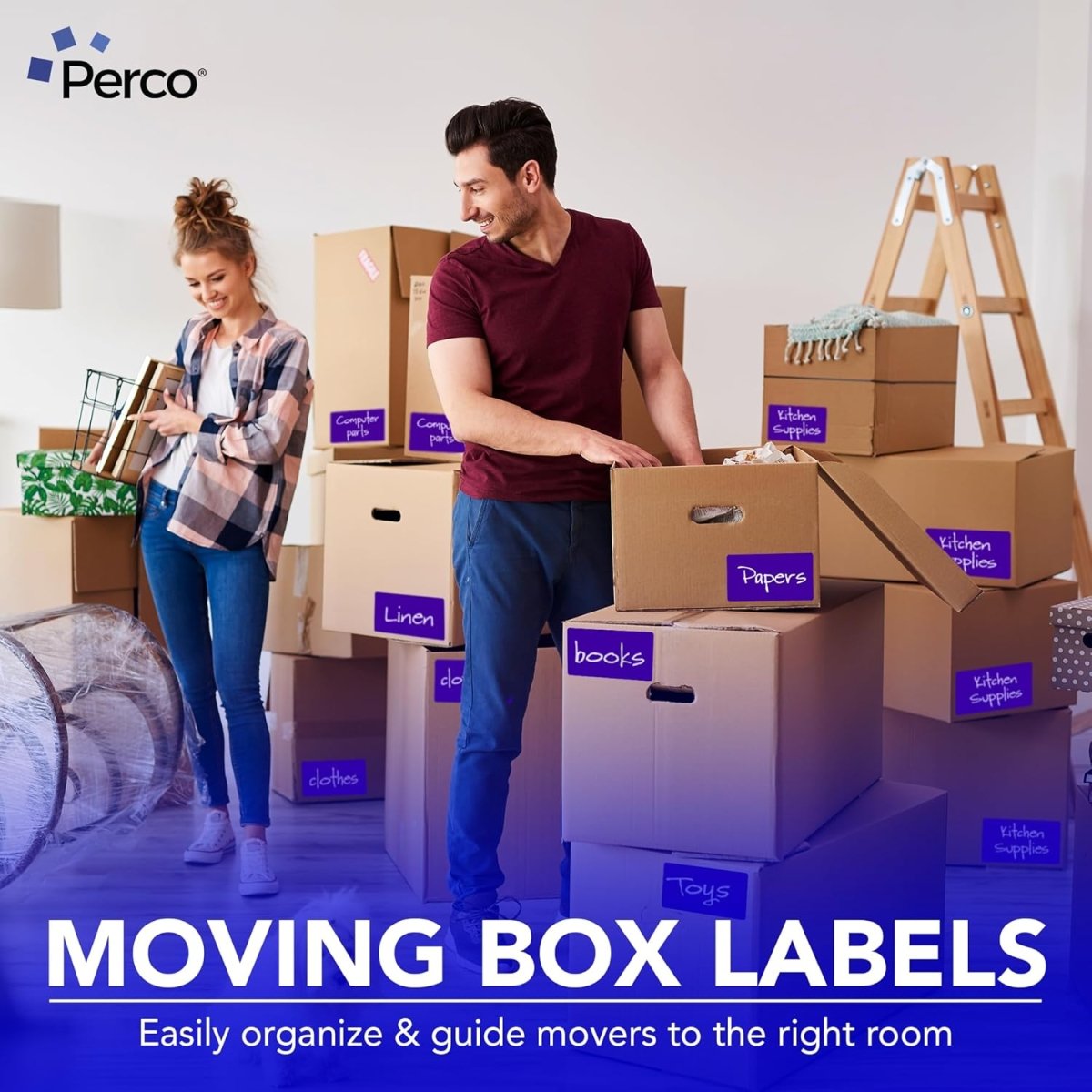 Perco 3x5 Inch - Rectangle Sticker Labels - Purple