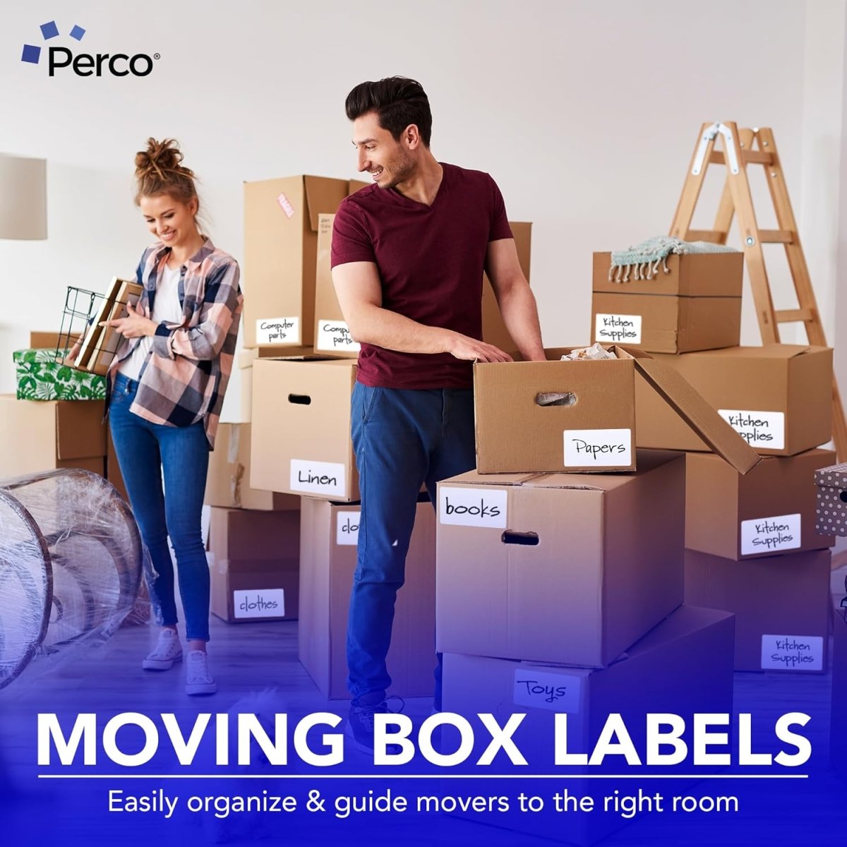 Perco 3x5 Inch - Rectangle Sticker Labels - White