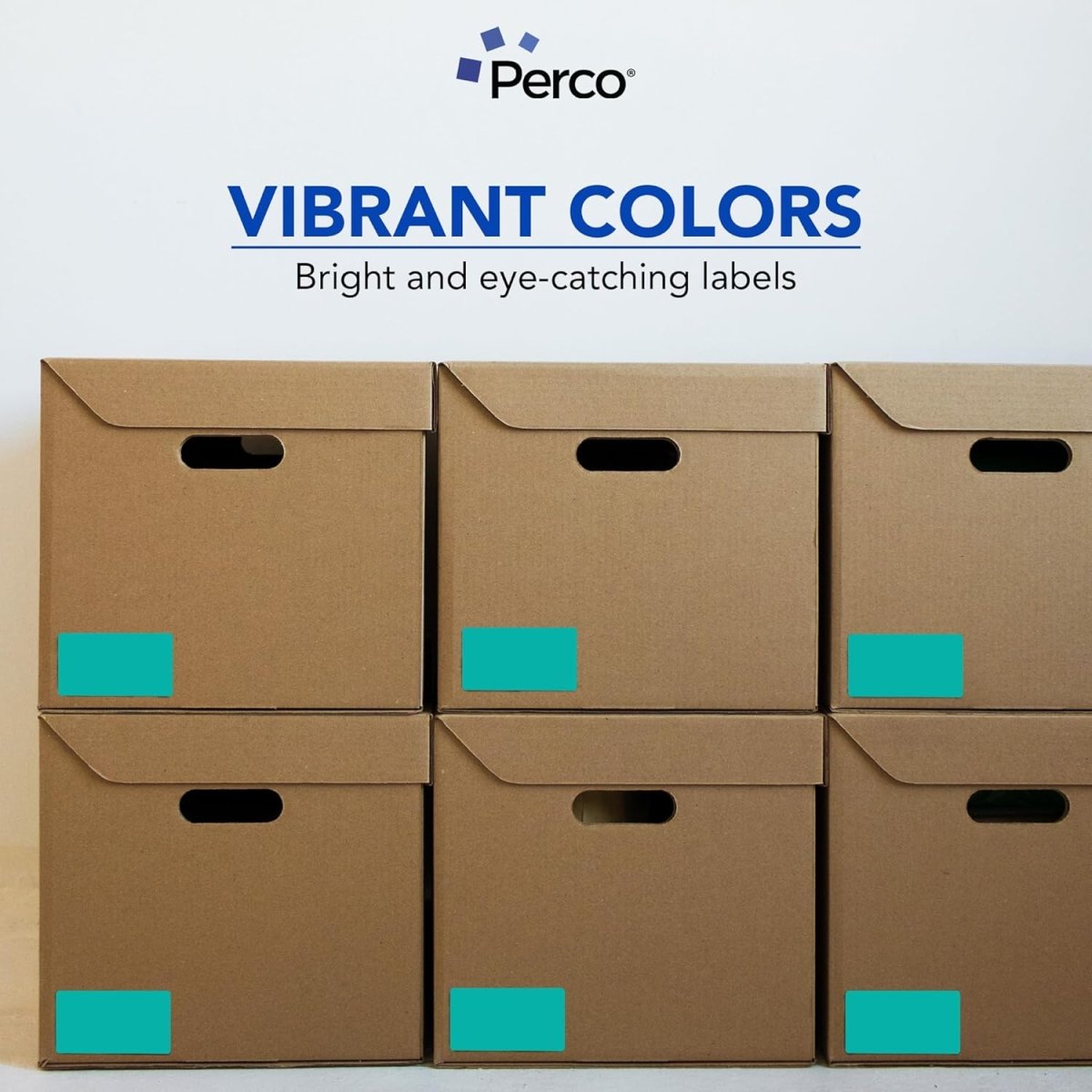 Perco 3x5 Inch - Rectangle Sticker Labels - Teal