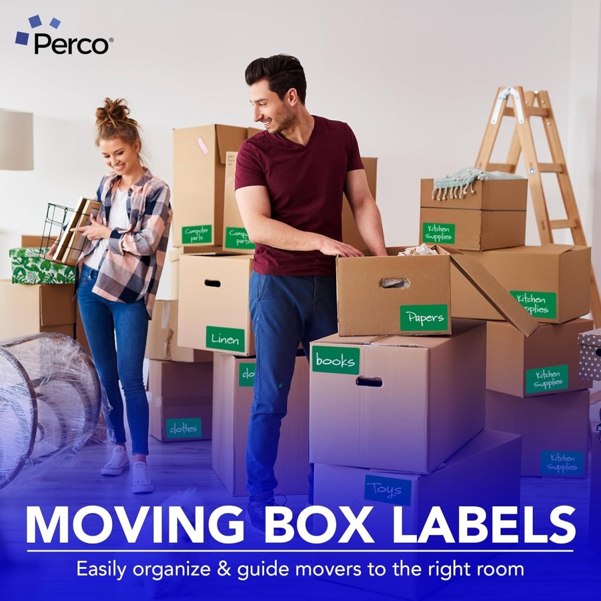 Perco 3x5 Inch - Rectangle Sticker Labels - Green