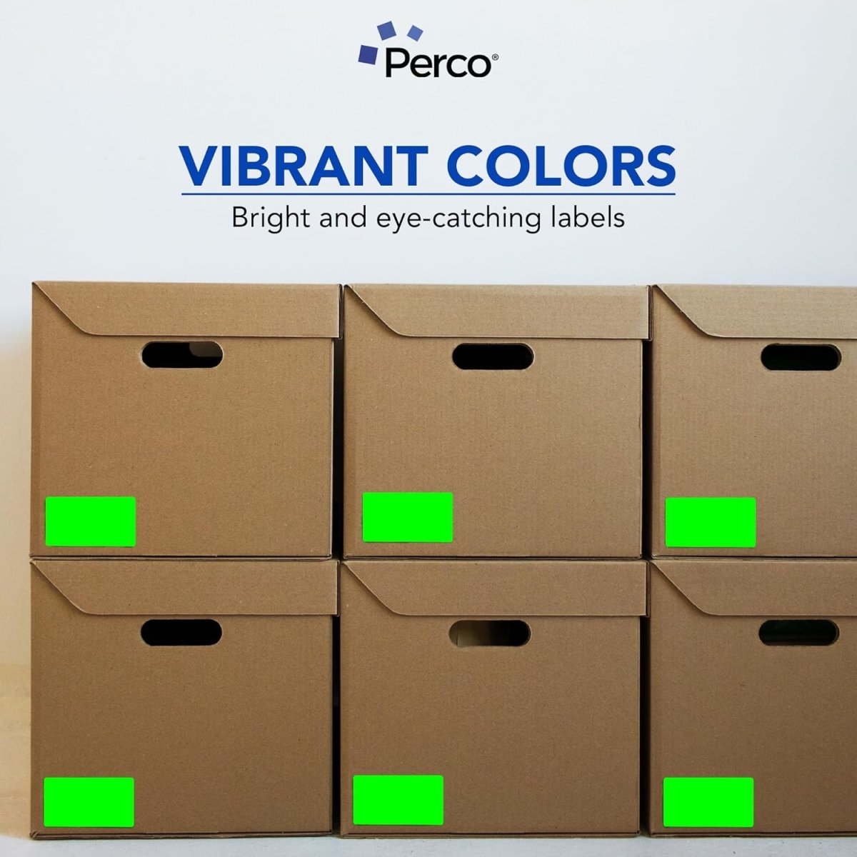 Perco 3x5 Inch - Rectangle Sticker Labels - Fluorescent Green