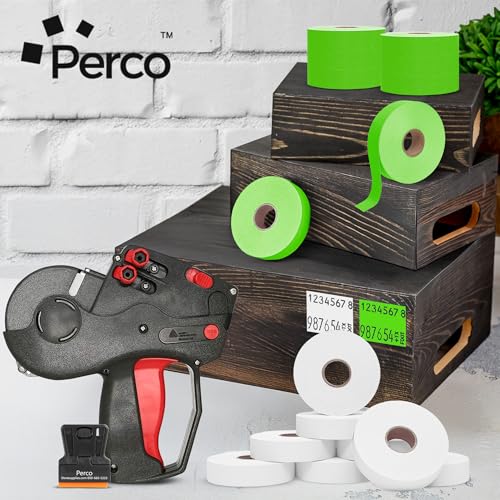 Perco Color Code Labels for Monarch 1131 - White and Fluorescent Green / 2 Sleeves / 16 rolls / 28000 Blank Pricing Labels