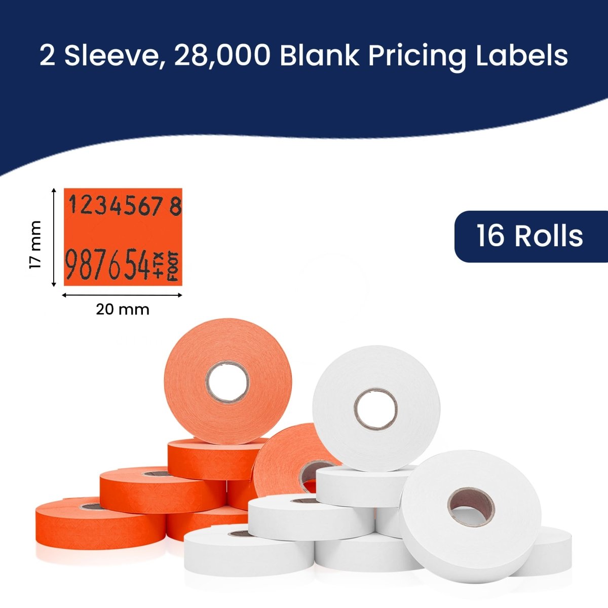 Perco Color Code Labels for Monarch 1131 - White and Fluorescent Red / 2 Sleeves / 16 rolls / 28000 Blank Pricing Labels