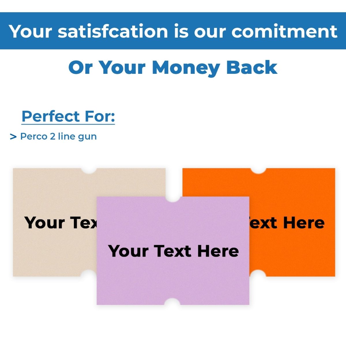 Perco Custom Labels for Perco 2 Line Adhesives Labels - Choose Color, Font and Imprint - Case of 30 Sleeves - Store Supplies