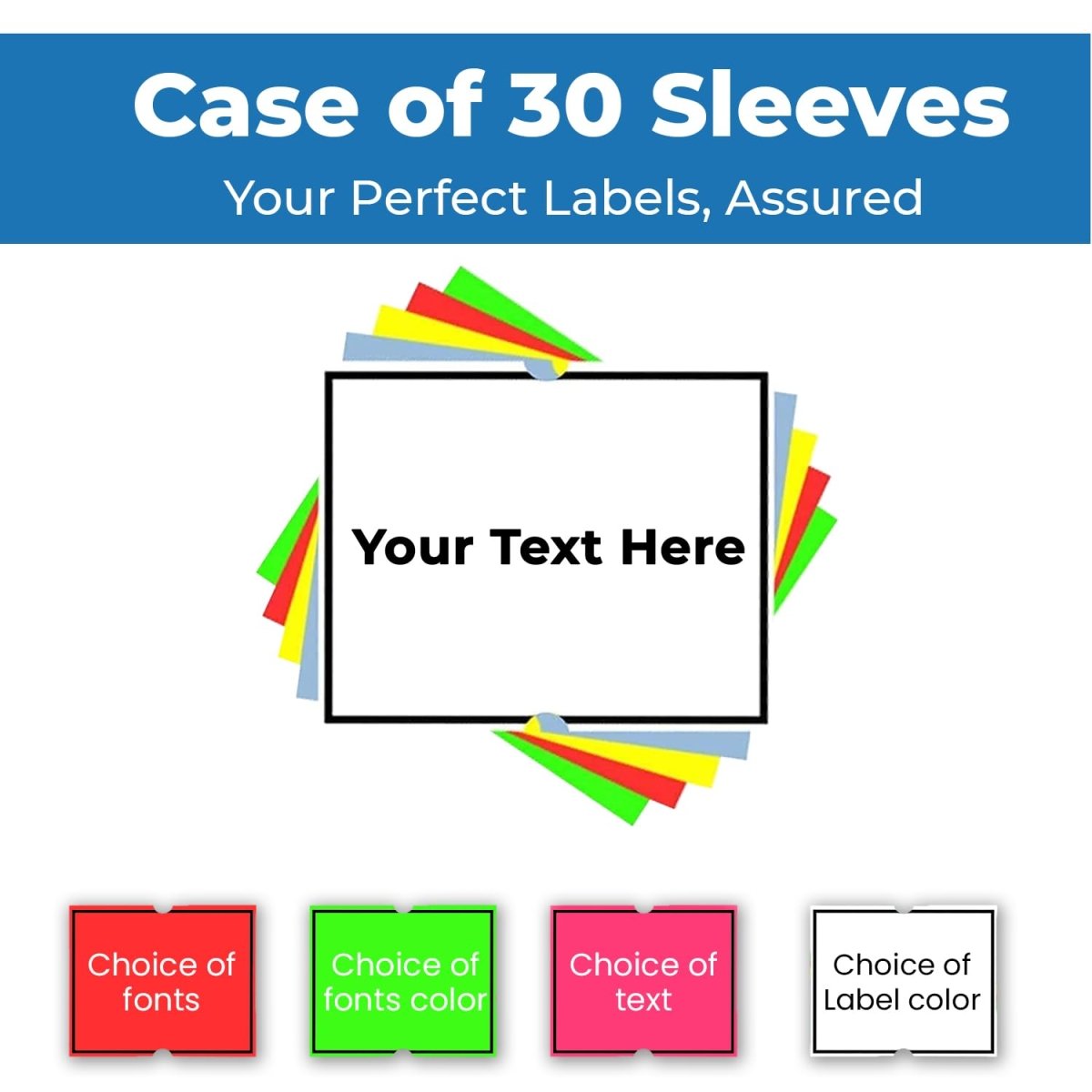 Perco Custom Labels for Perco 2 Line Adhesives Labels - Choose Color, Font and Imprint - Case of 30 Sleeves - Store Supplies