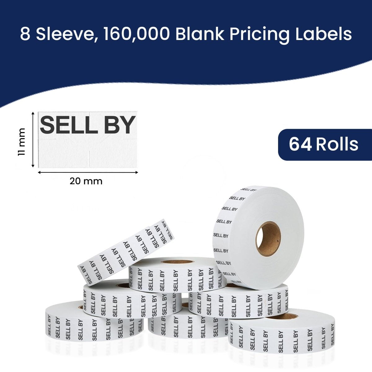 Perco Date Price Labels for Monarch 1131 - 8 Sleeves / 64 Rolls / 160000 Blank Date Labels SELL BY