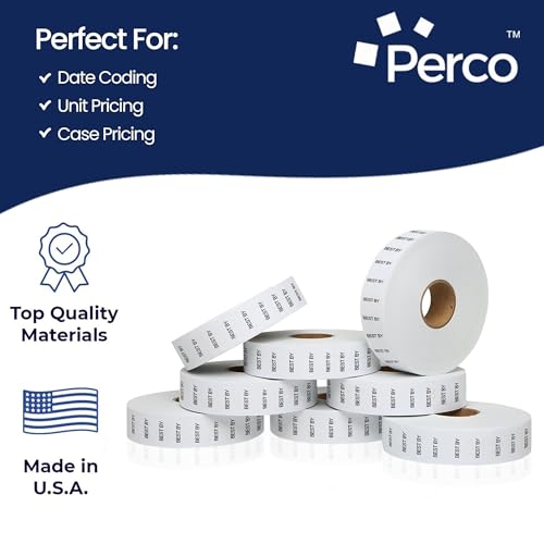 Perco Date Price Labels for Monarch 1131 - 1 Sleeve / 8 Rolls / 20000 Blank Date Labels BEST BY