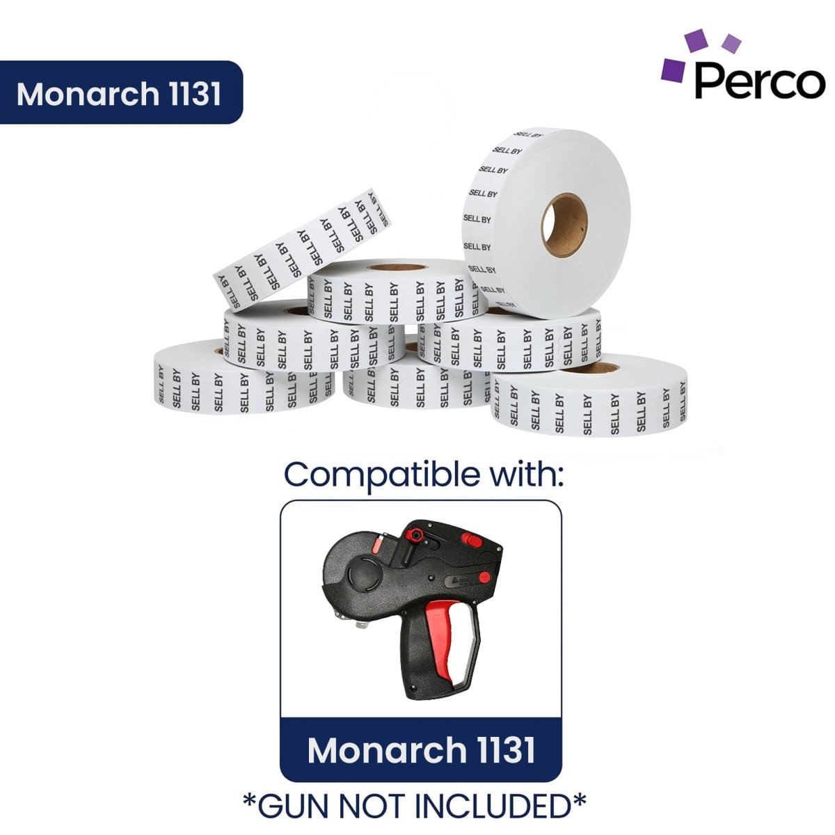 Perco Date Price Labels for Monarch 1131 - 3 Sleeves / 24 Rolls / 60000 Blank Date Labels SELL BY