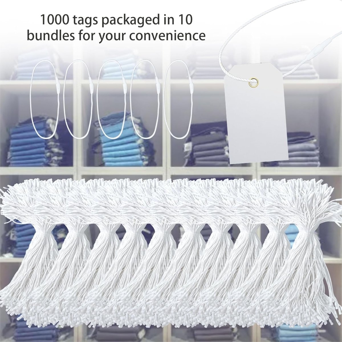 Perco DL153 Cotton String Tags - White Cotton