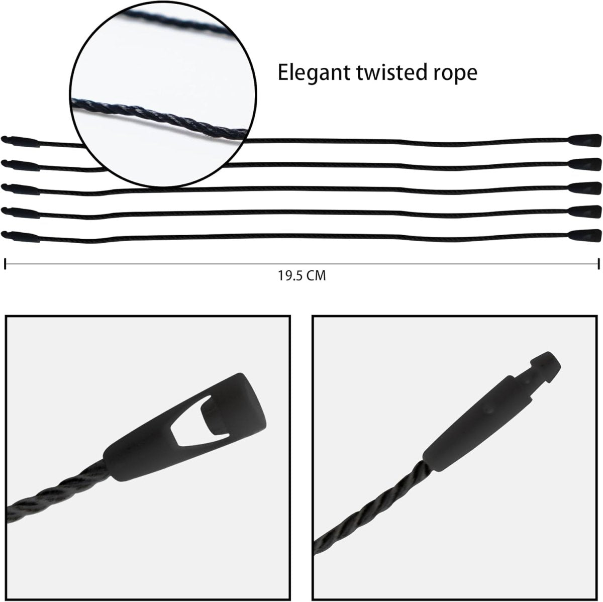 Perco DL153 Cotton String Tags - Black Polyester