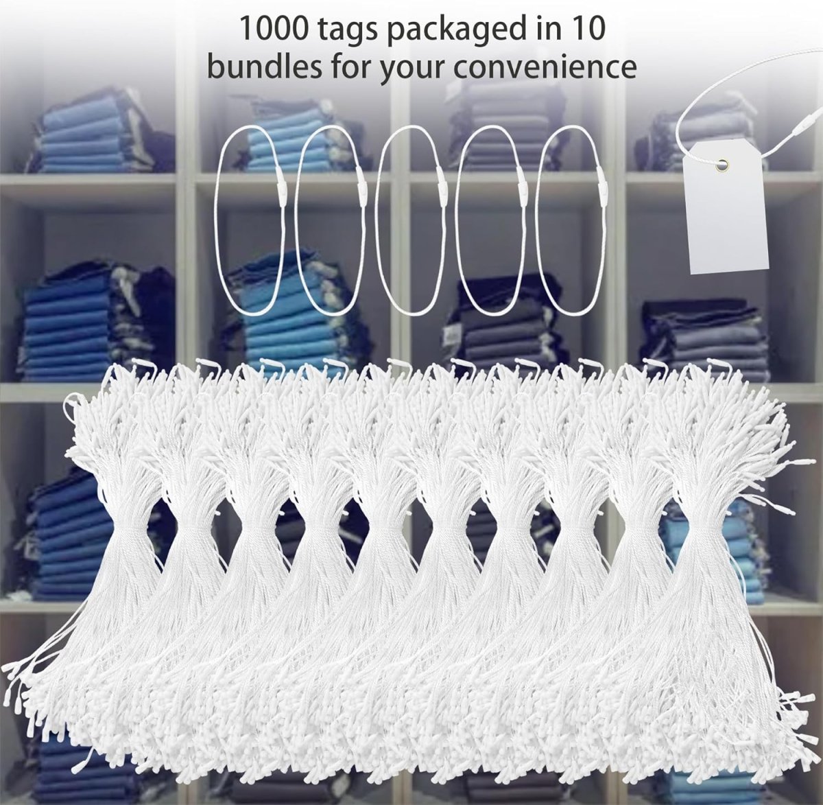Perco DL153 Cotton String Tags - White Polyester
