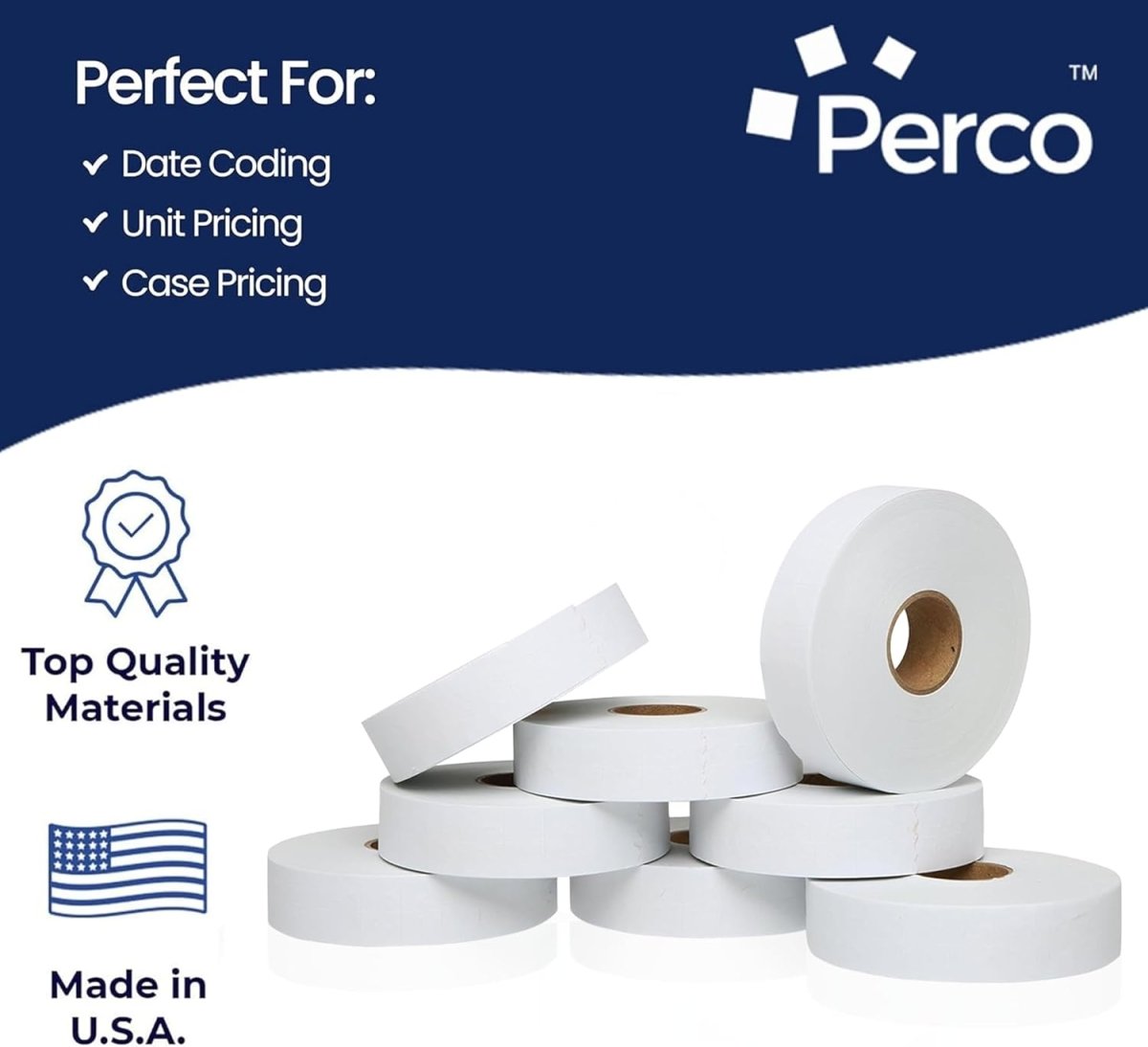 Perco Freezer Adhesive Price Labels for Monarch 1131 - Case of 8 Sleeves / 64 Rolls / 160000 Blank Pricing and Date Labels