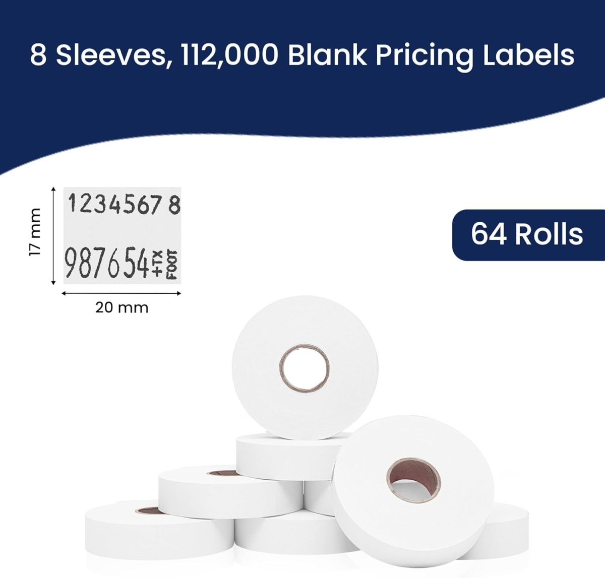 Perco Freezer Adhesive Price Labels for Monarch 1136 - Case of 8 Sleeves / 64 Rolls / 112000 Blank Pricing and Date Labels