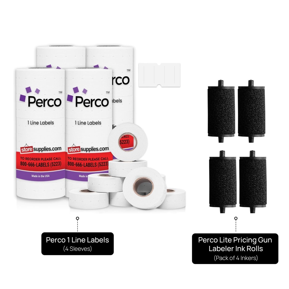 Perco Lite labels and inker 4 pack -