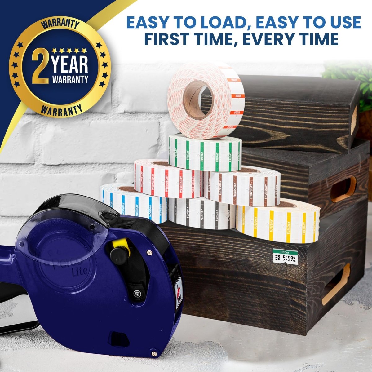 Perco Lite - Compatible with compatible_with_product_page | Color: Date Gun | Quantity: Day of week | Adhesive: global.AdhesiveType | SKU: perco-lite-dayofweek | - shop_