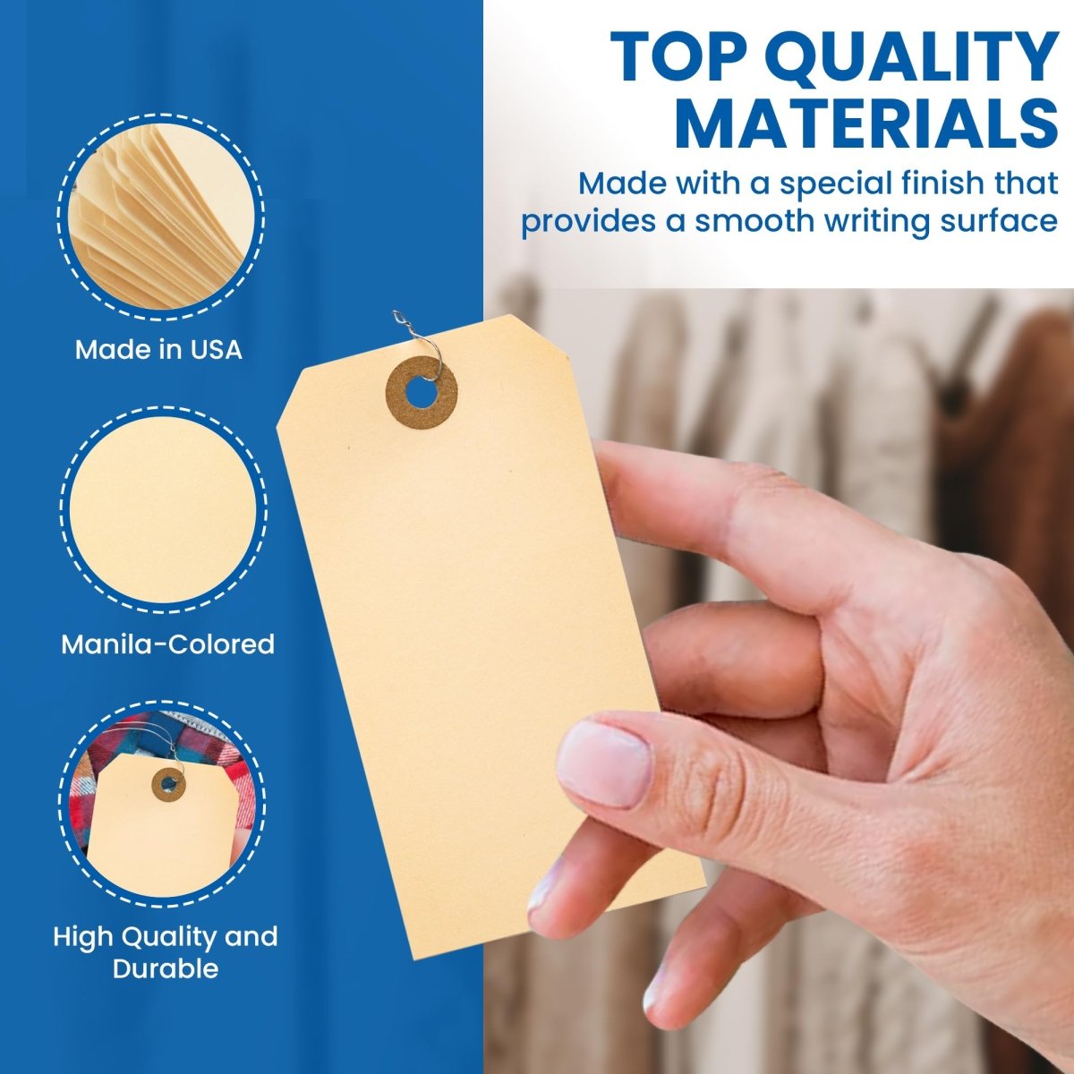 Perco Manila Shipping Tags - Compatible with compatible_with_product_page | Color: 500 pack | Quantity: 1 | Adhesive: global.AdhesiveType | SKU: PL-MT1-WithWires-500-2 | - shop_