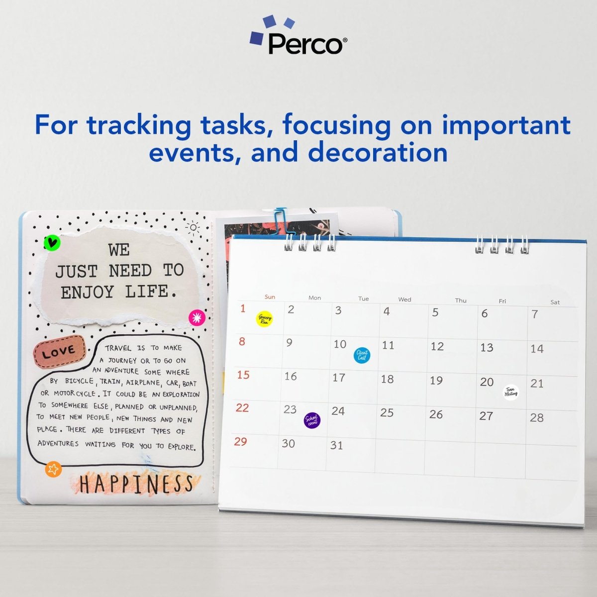 Perco Perforated Circle Dot Sticker Labels — Pack of Multicolored Rolls — with Permanent Adhesive for Calendars, Color Coding, Crafting, Garage Sales, Organizing, Displays, and More — Made in USA - 0.5 Inch 10 Rolls