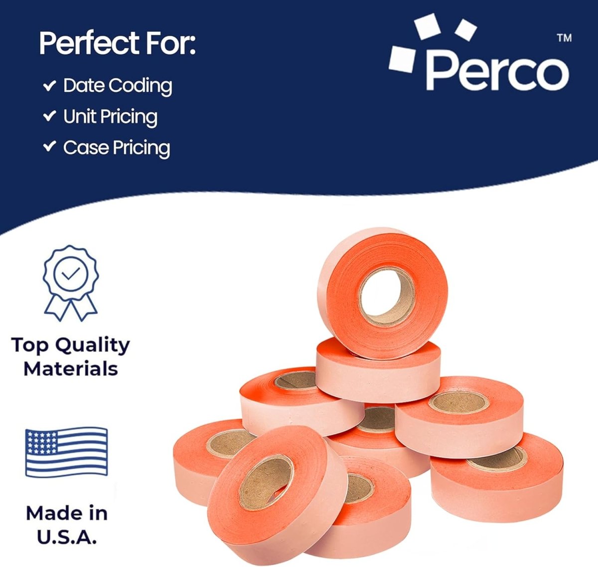 Perco Price Labels for Garvey 22 - 6 / 22 - 7 / 22 - 8 - Fluorescent Red 1 Sleeve / 9 Rolls / 11000 Blank Pricing Labels