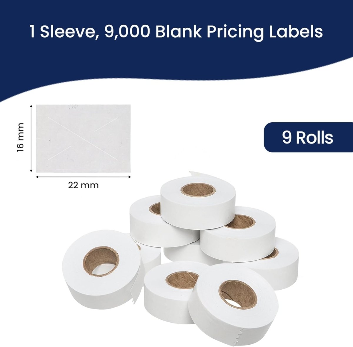 Perco Price Labels for Garvey 22 - 66 - White 1 Sleeve / 9 Rolls / 9000 Blank Pricing Labels