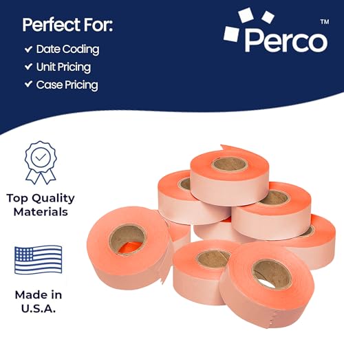 Perco Price Labels for Garvey 22 - 66 - Fluorescent Red 1 Sleeve / 9 Rolls / 9000 Blank Pricing Labels