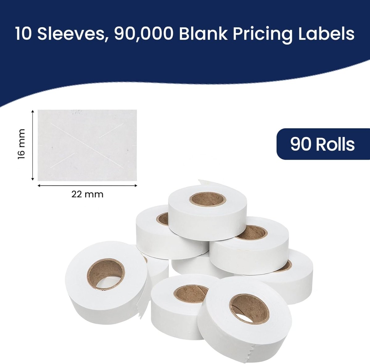 Perco Price Labels for Garvey 22 - 66 - White Case of 10 Sleeves / 90 Rolls / 90000 Blank Pricing Labels