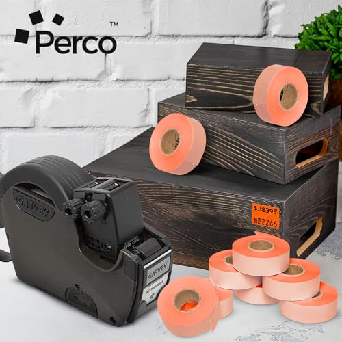 Perco Price Labels for Garvey 22 - 66 - Fluorescent Red 1 Sleeve / 9 Rolls / 9000 Blank Pricing Labels