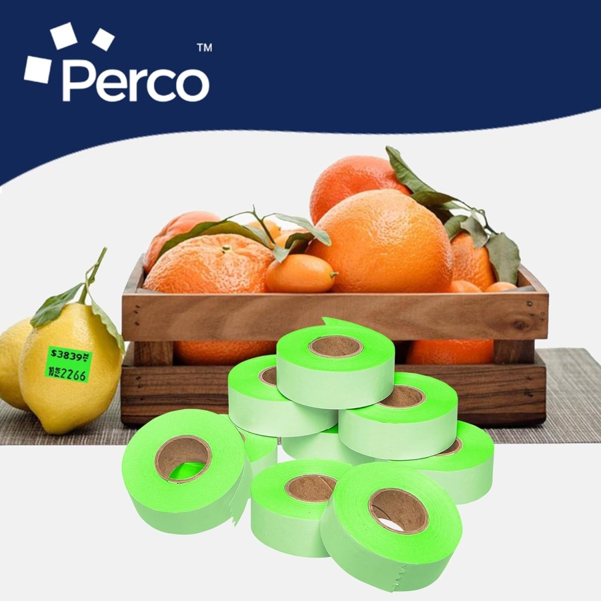 Perco Price Labels for Garvey 22 - 66 - Fluorescent Green 1 Sleeve / 9 Rolls / 9000 Blank Pricing Labels