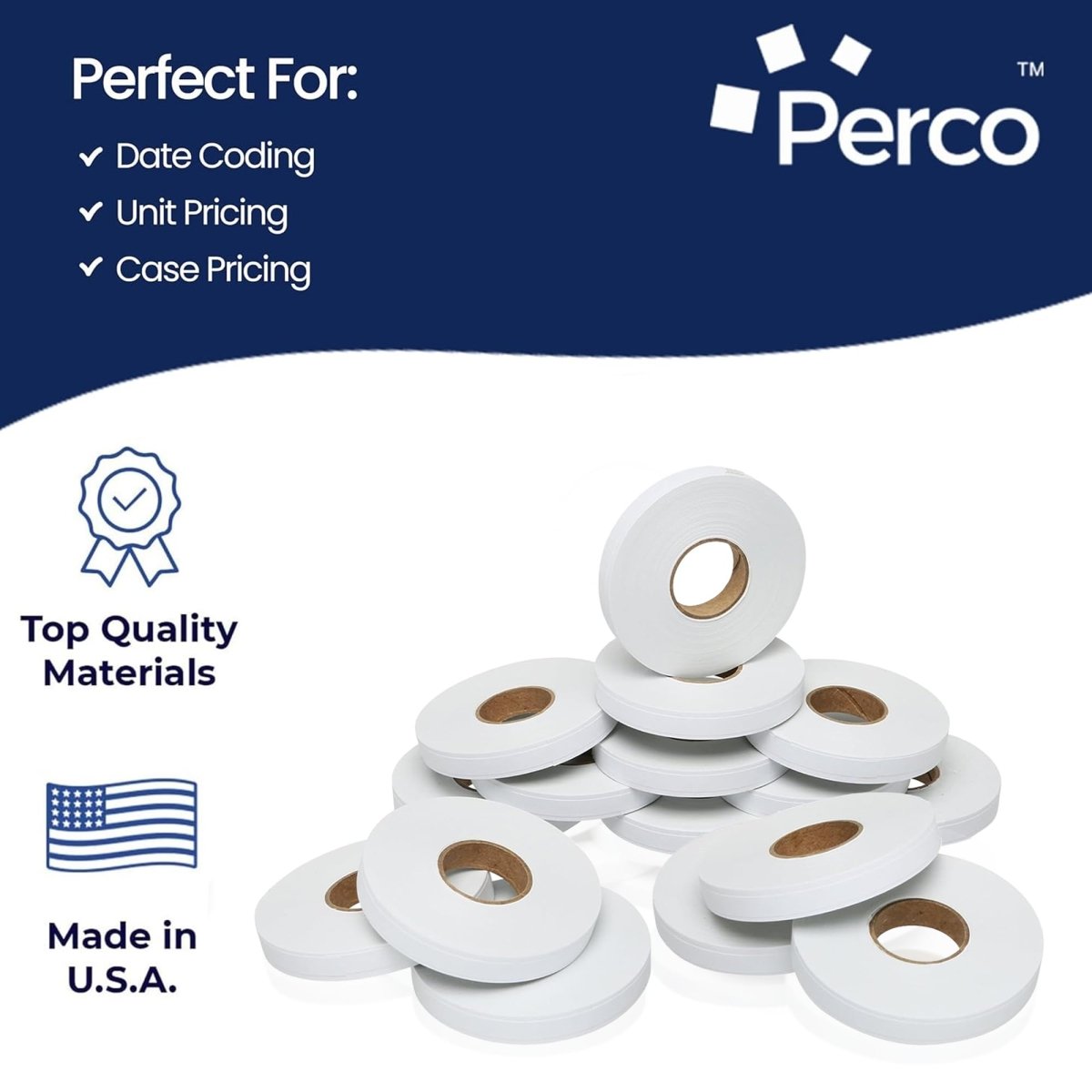 Perco Price Labels for Monarch 1110 - White 4 Sleeves / 64 Rolls / 68000 Blank Pricing Labels