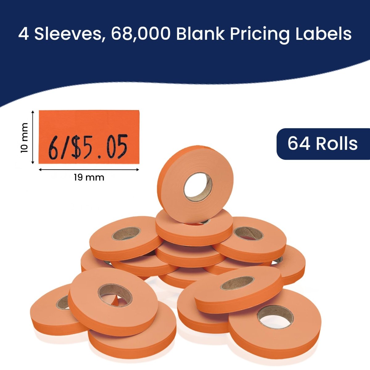 Perco Price Labels for Monarch 1110 - Fluorescent Red 4 Sleeves / 64 Rolls / 68000 Blank Pricing Labels