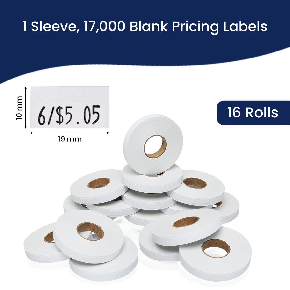 Perco Price Labels for Monarch 1110 - White 1 Sleeve / 16 Rolls / 17000 Blank Pricing Labels