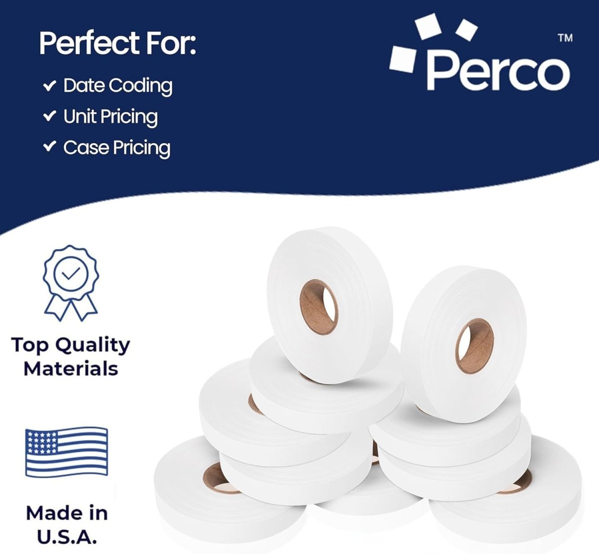 Perco Price Labels for Monarch 1115 - White 1 Sleeve / 10 Rolls / 15000 Blank Pricing Labels
