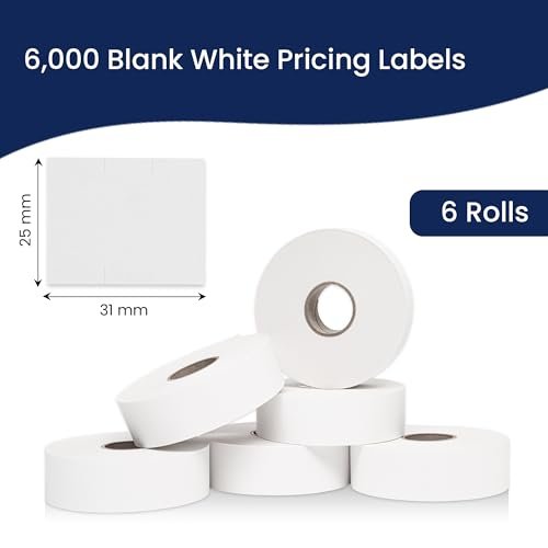 Perco Price Labels for Monarch 1153 - White 1 Sleeve / 6 Rolls / 6000 Blank Pricing Labels