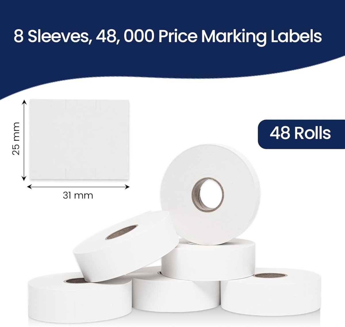 Perco Price Labels for Monarch 1153 - White 8 Sleeve / 48 Rolls / 48000 Blank Pricing Labels