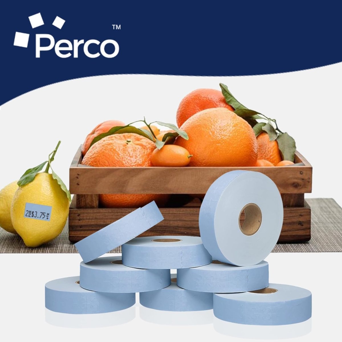 Perco Pricing Labeler Labels For Monarch 1131 - Blue Case of 8 Sleeves / 64 Rolls / 160000 Blank Pricing Labels
