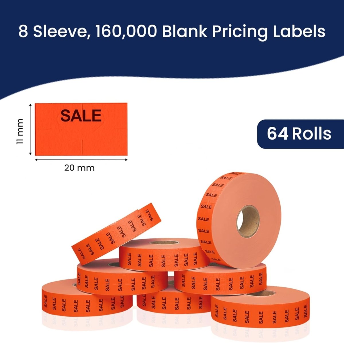 Perco Pricing Labeler Labels For Monarch 1131 - Sale Case of 8 Sleeves / 64 Rolls / 160000 Blank Pricing Labels